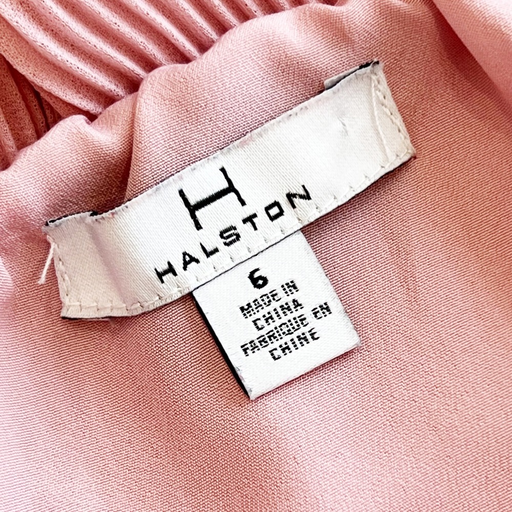 Halston Heritage Pleated Blouson Layered Halter Neck Backless Midi Party Dress 6 - Picture 3 of 4